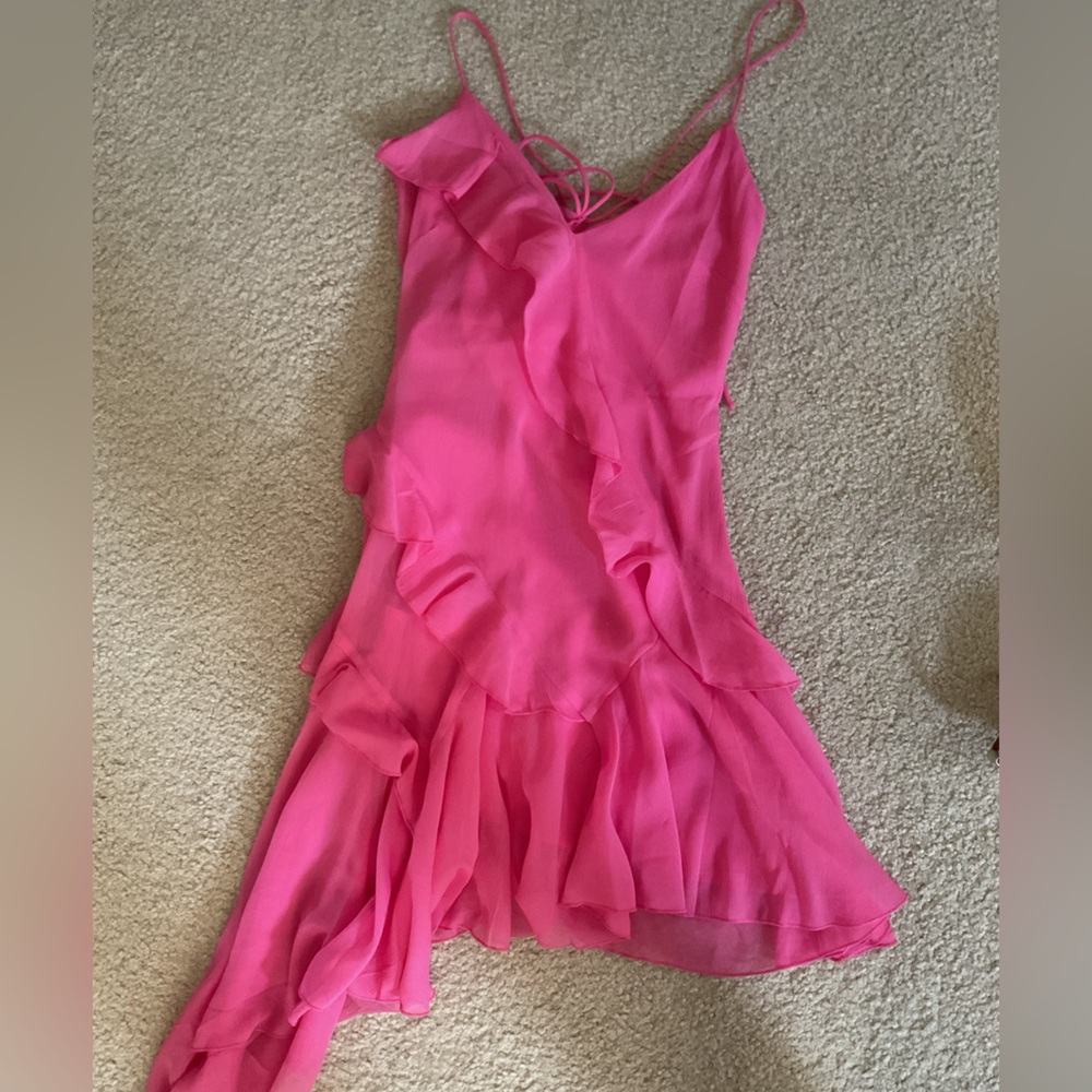 ASOS DESIGN Pink ruffle mini dress